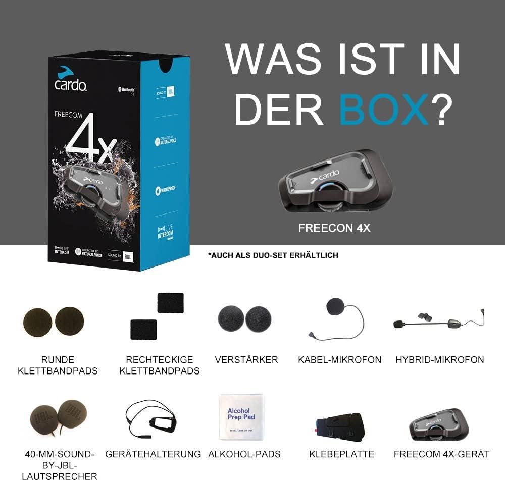 Cardo Freecom 4X Solo im Test: Details zu Sound, Reichweite & Akku des Motorrad Headsets 4 Unser Test zum Cardo Freecom 4X Solo: Alle Infos zu JBL-Sound, Akkulaufzeit, Reichweite und Preis-Leistung des beliebten Motorrad Headsets.